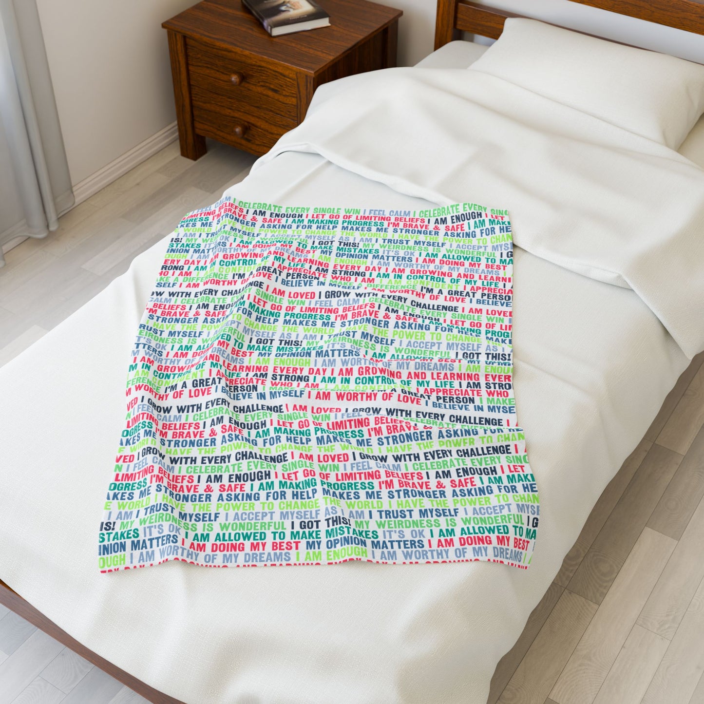 Daily Affirmations in Multi-Color | Velveteen Plush Blanket