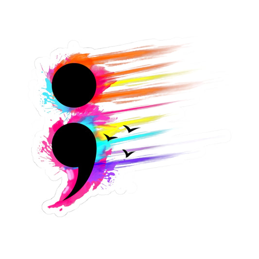 Vibrant Rainbow Semicolon | Kiss-Cut Sticker