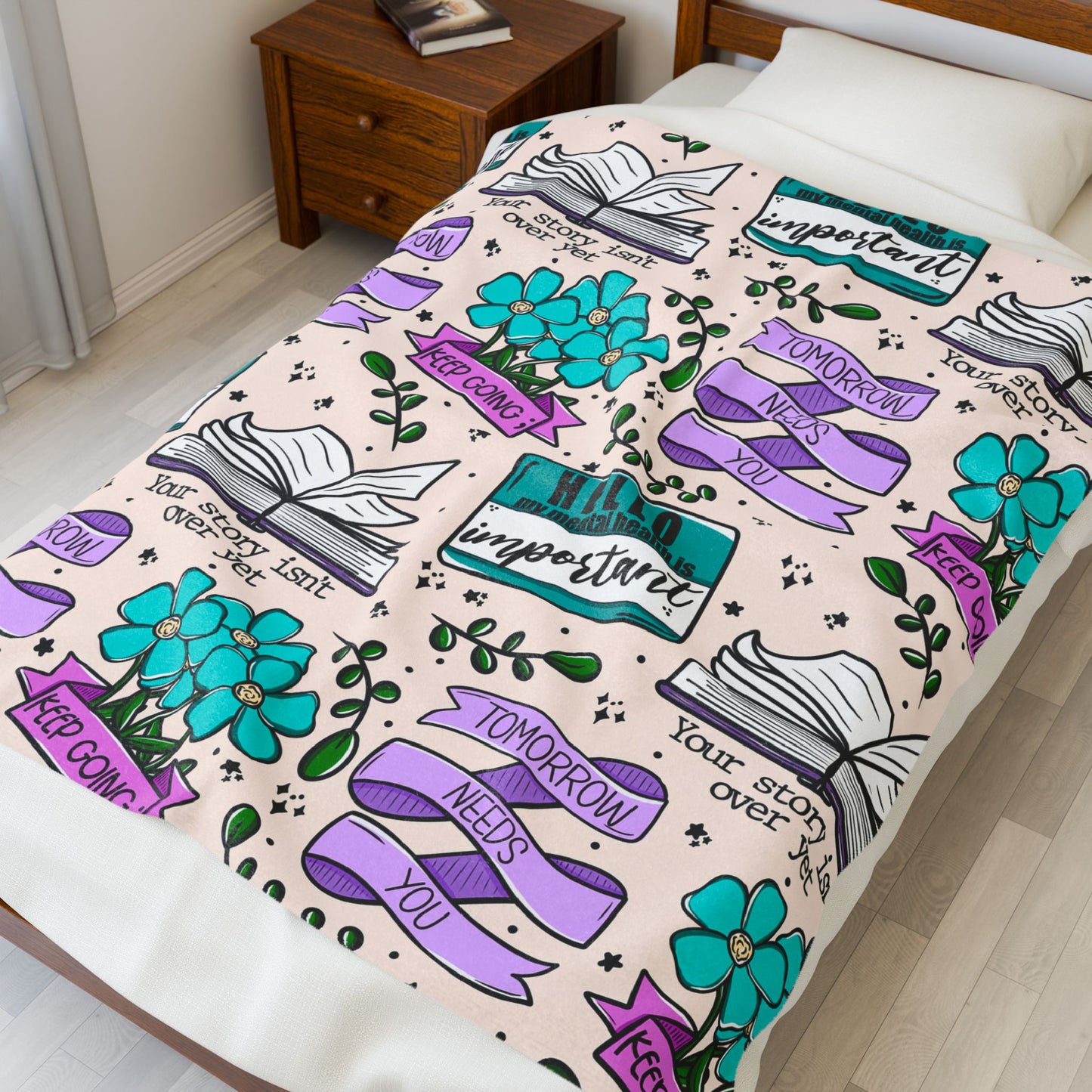 Suicide Prevention Reminder Messages | Velveteen Plush Blanket