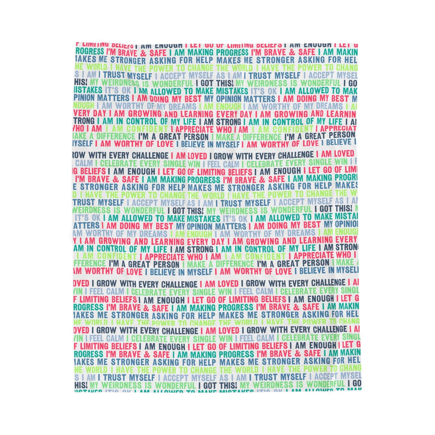 Daily Affirmations in Multi-Color | Velveteen Plush Blanket