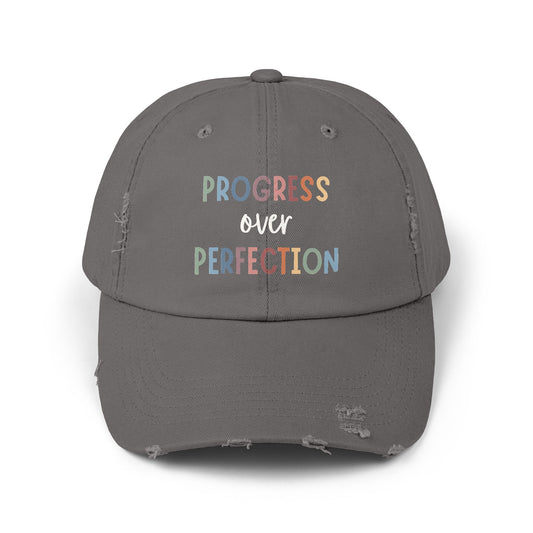 Progress Over Perfection • Unisex Distressed Hat