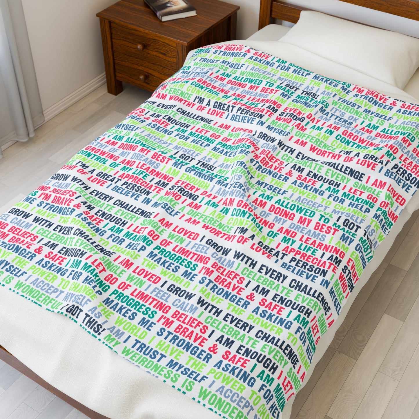 Daily Affirmations in Multi-Color | Velveteen Plush Blanket