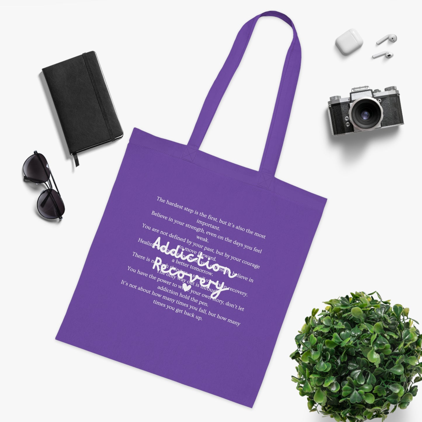 Addiction Recovery Inspirational Message Tote • Eco-Friendly Cotton Grocery Tote