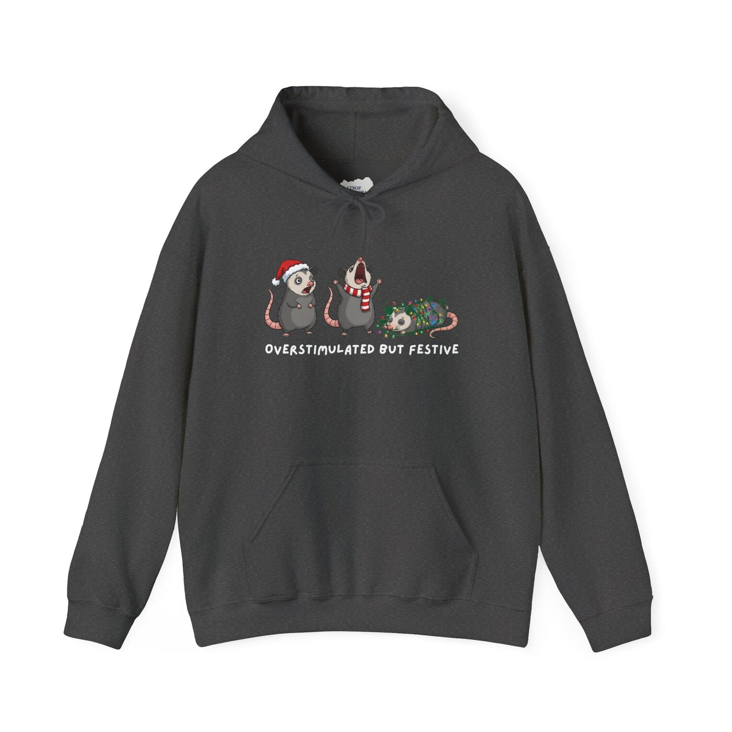"Overstimulated But Festive" Christmas • Unisex Adult Hoodie