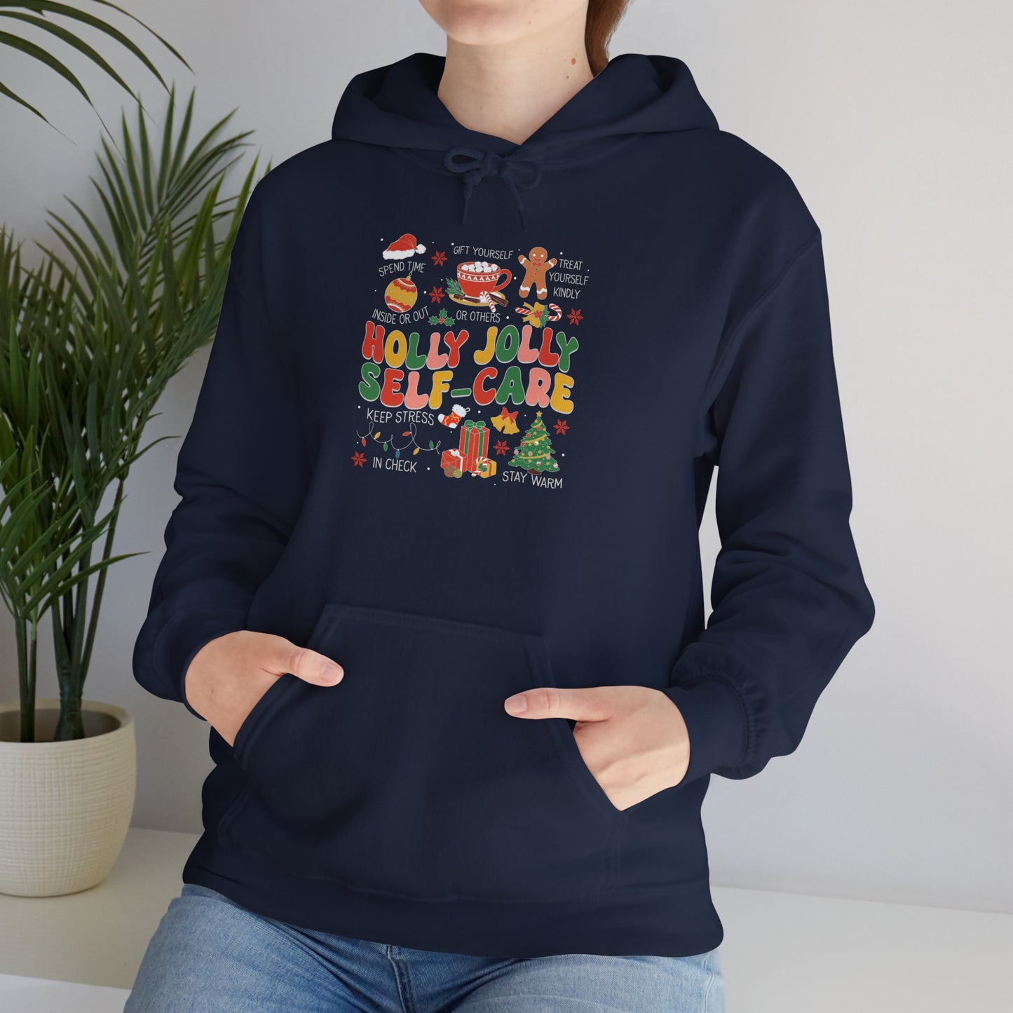 "Holly Jolly Self-Care" Christmas • Unisex Adult Hoodie