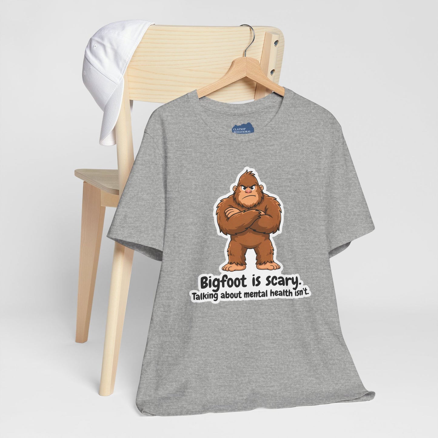 Bigfoot Is Scary Mental Health Awareness Tee | Adult Unisex T-Shirt