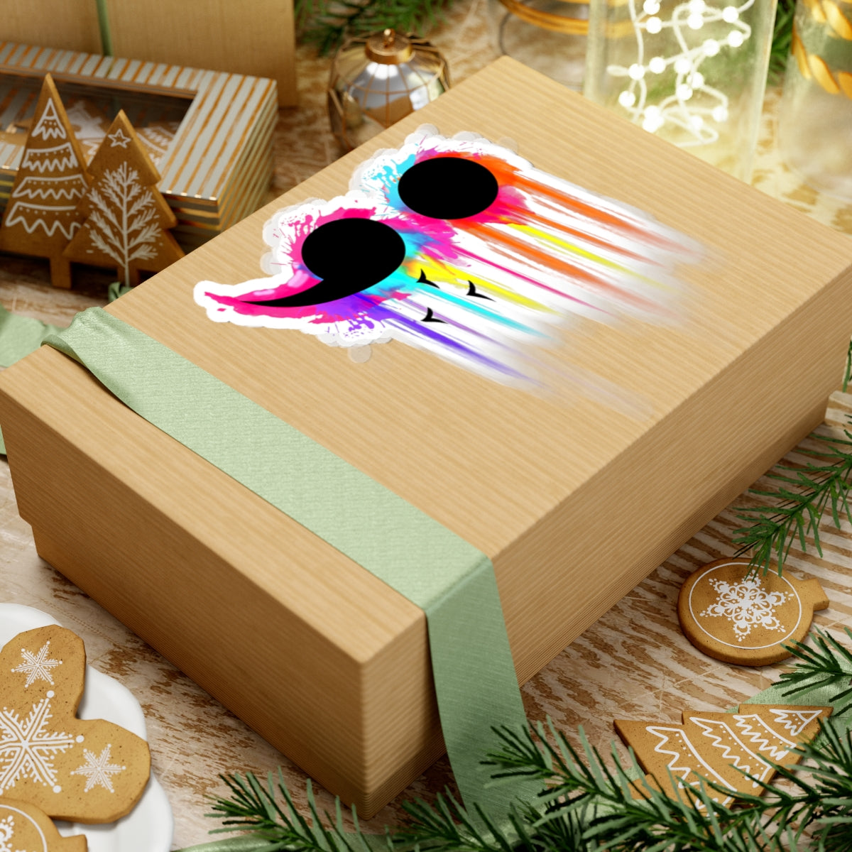 Vibrant Rainbow Semicolon | Kiss-Cut Sticker