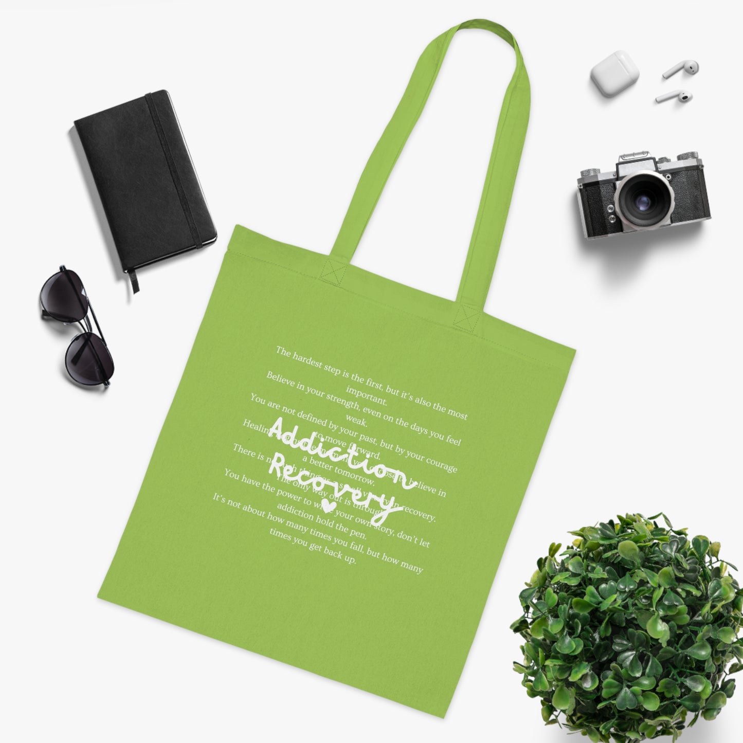 Addiction Recovery Inspirational Message Tote • Eco-Friendly Cotton Grocery Tote