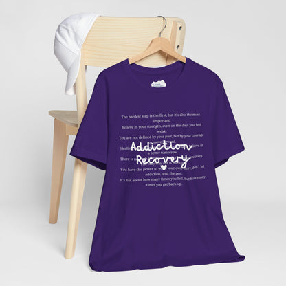 Addiction Recovery Inspirational Message • Unisex Adult Short Sleeve T-Shirt