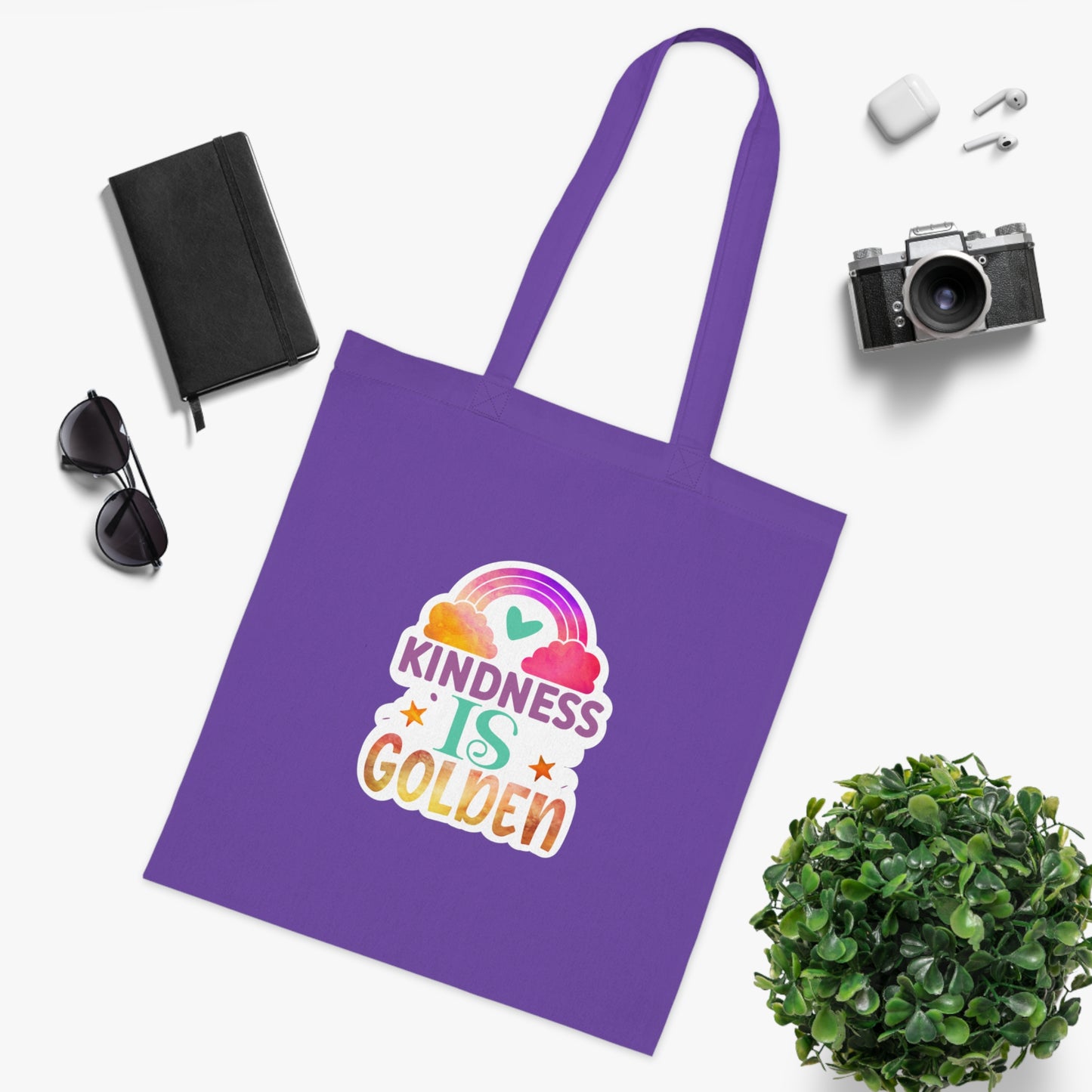 Kindness is Golden • Eco-Friendly Cotton Grocery Tote