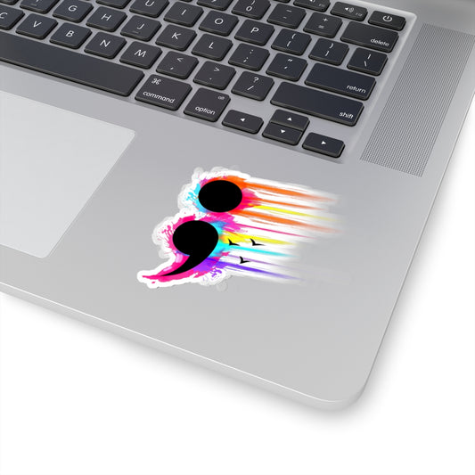 Vibrant Rainbow Semicolon | Kiss-Cut Sticker