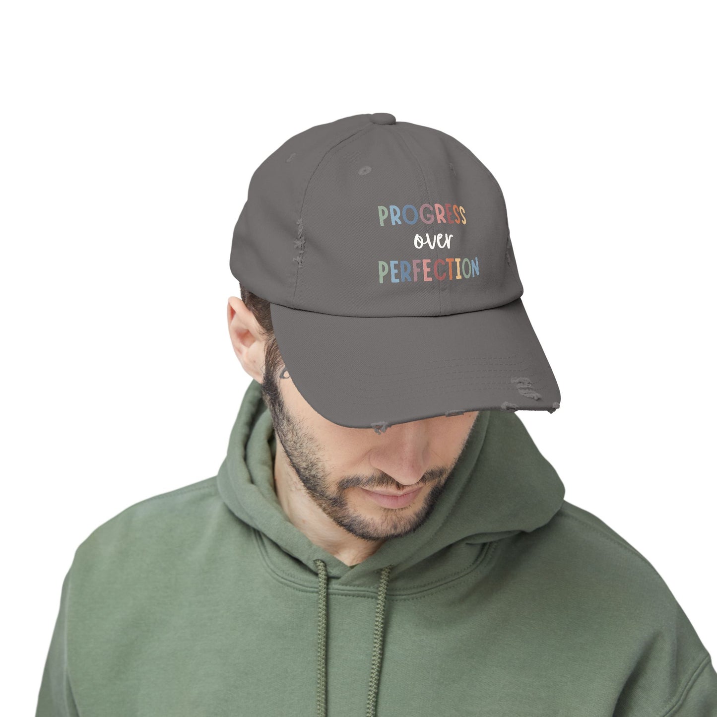Progress Over Perfection • Unisex Distressed Hat