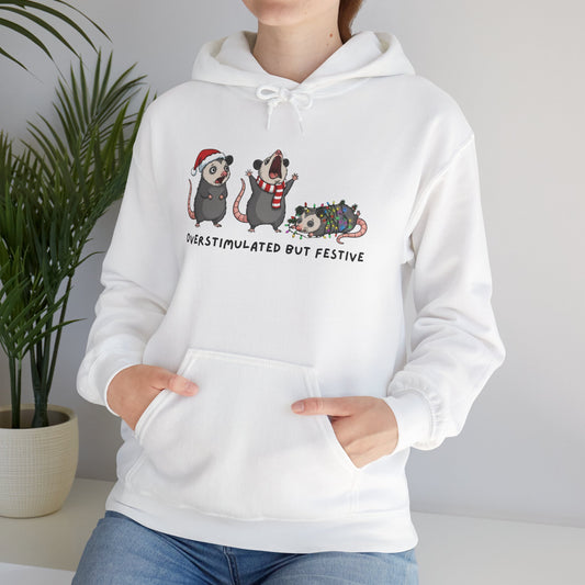 "Overstimulated But Festive" Christmas • Unisex Adult Hoodie