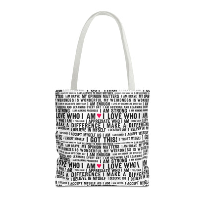Daily Affirmations in Black & White | Eco-Friendly Tote Bag