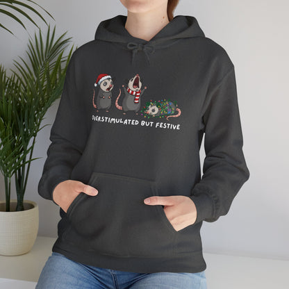 "Overstimulated But Festive" Christmas • Unisex Adult Hoodie