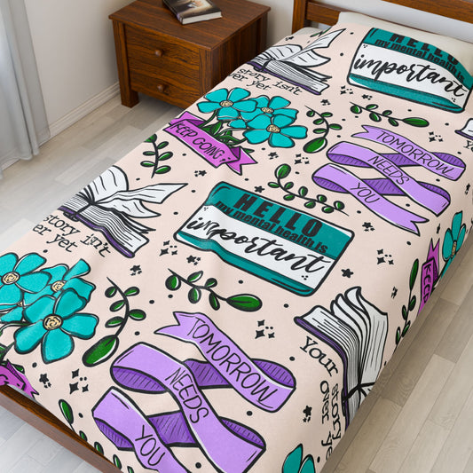 Suicide Prevention Reminder Messages | Velveteen Plush Blanket
