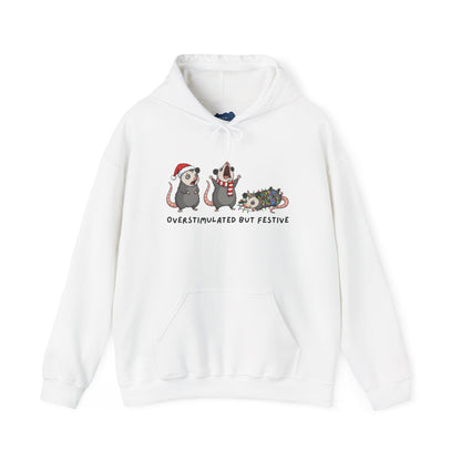 "Overstimulated But Festive" Christmas • Unisex Adult Hoodie
