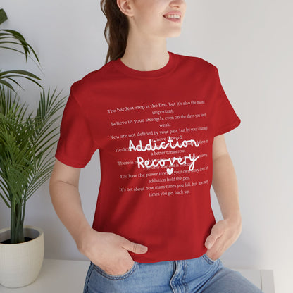 Addiction Recovery Inspirational Message • Unisex Adult Short Sleeve T-Shirt