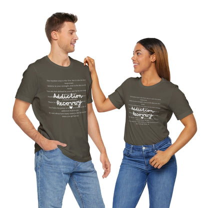 Addiction Recovery Inspirational Message • Unisex Adult Short Sleeve T-Shirt
