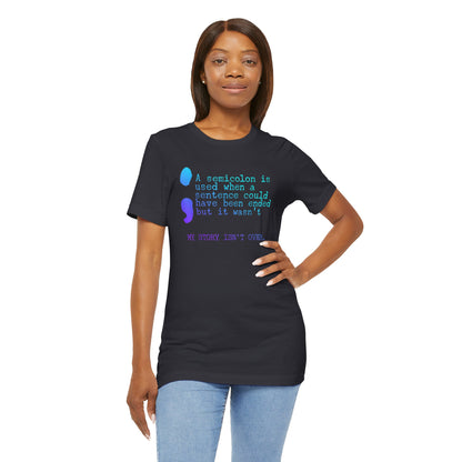 Semicolon Suicide Attempt Survivor Awareness | Unisex Adult Short Sleeve T-Shirt