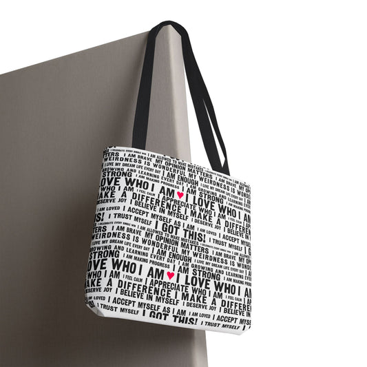 Daily Affirmations in Black & White | Eco-Friendly Tote Bag