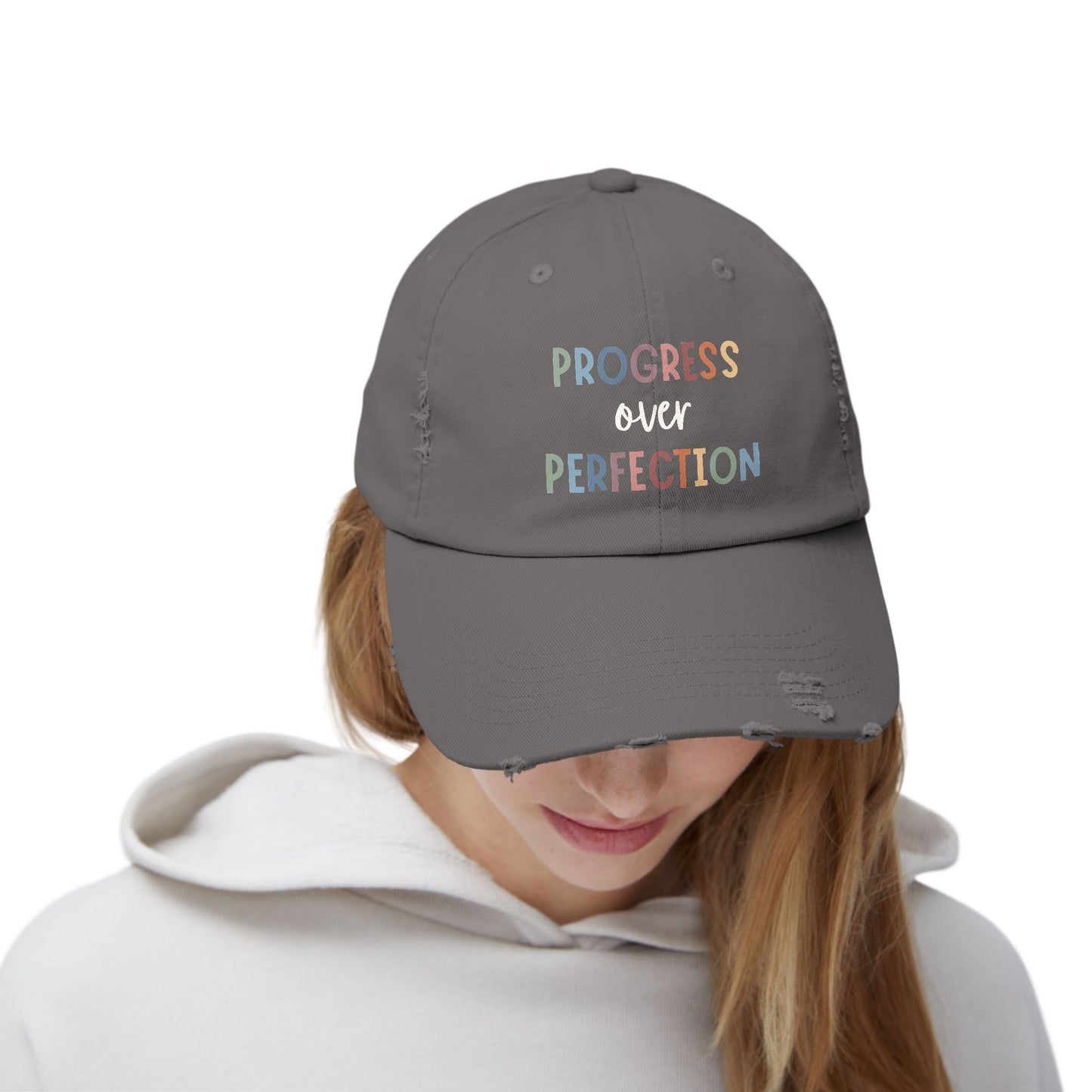 Progress Over Perfection • Unisex Distressed Hat