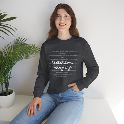 Addiction Recovery Inspirational Message Crewneck • Unisex Crewneck Sweatshirt