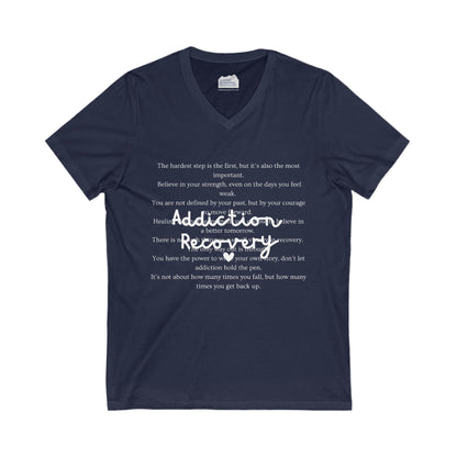 Addiction Recovery Inspirational Message • Unisex Adult V-Neck T-Shirt
