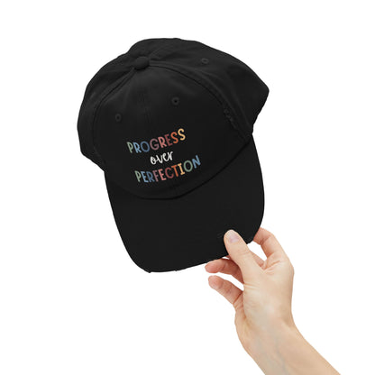 Progress Over Perfection • Unisex Distressed Hat