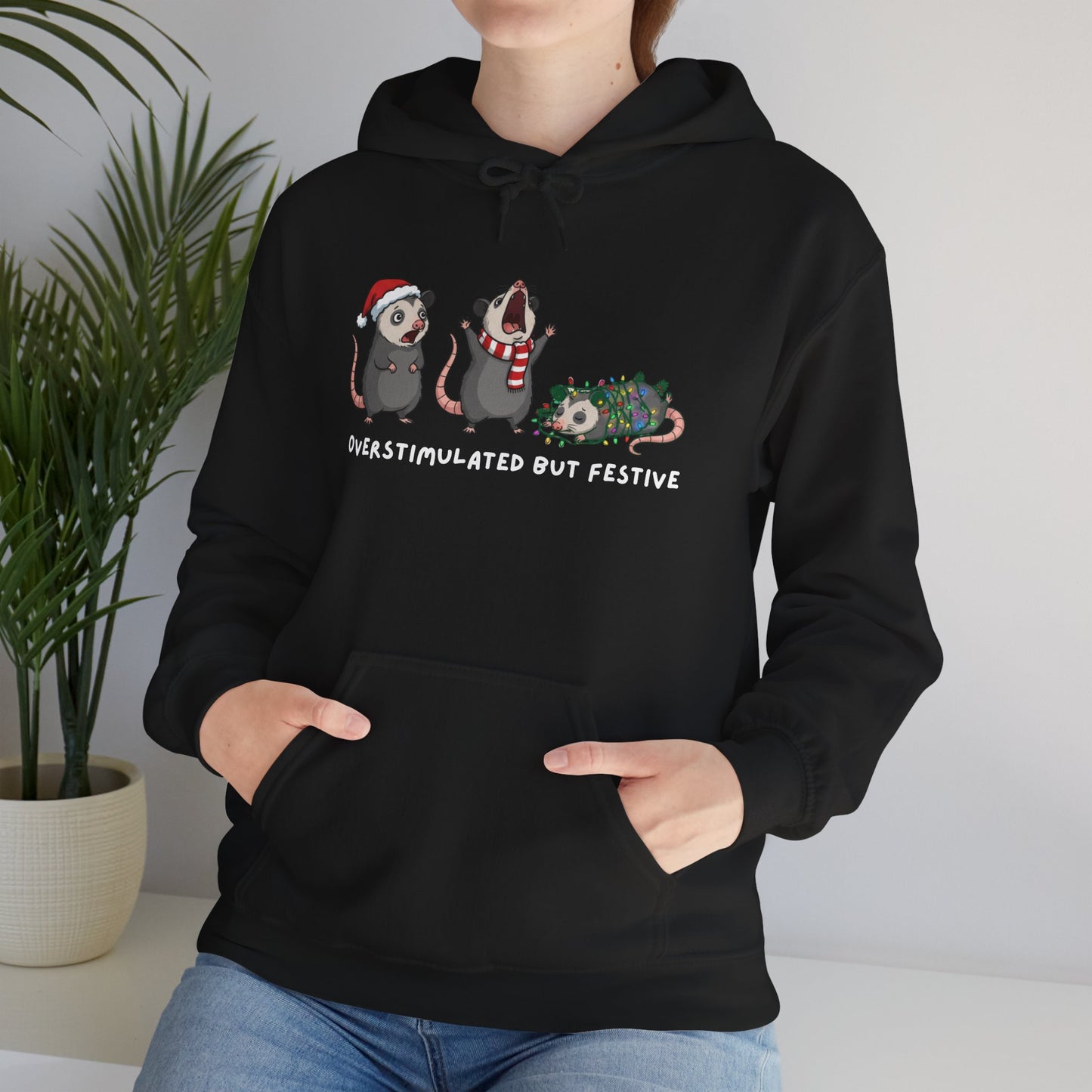 "Overstimulated But Festive" Christmas • Unisex Adult Hoodie