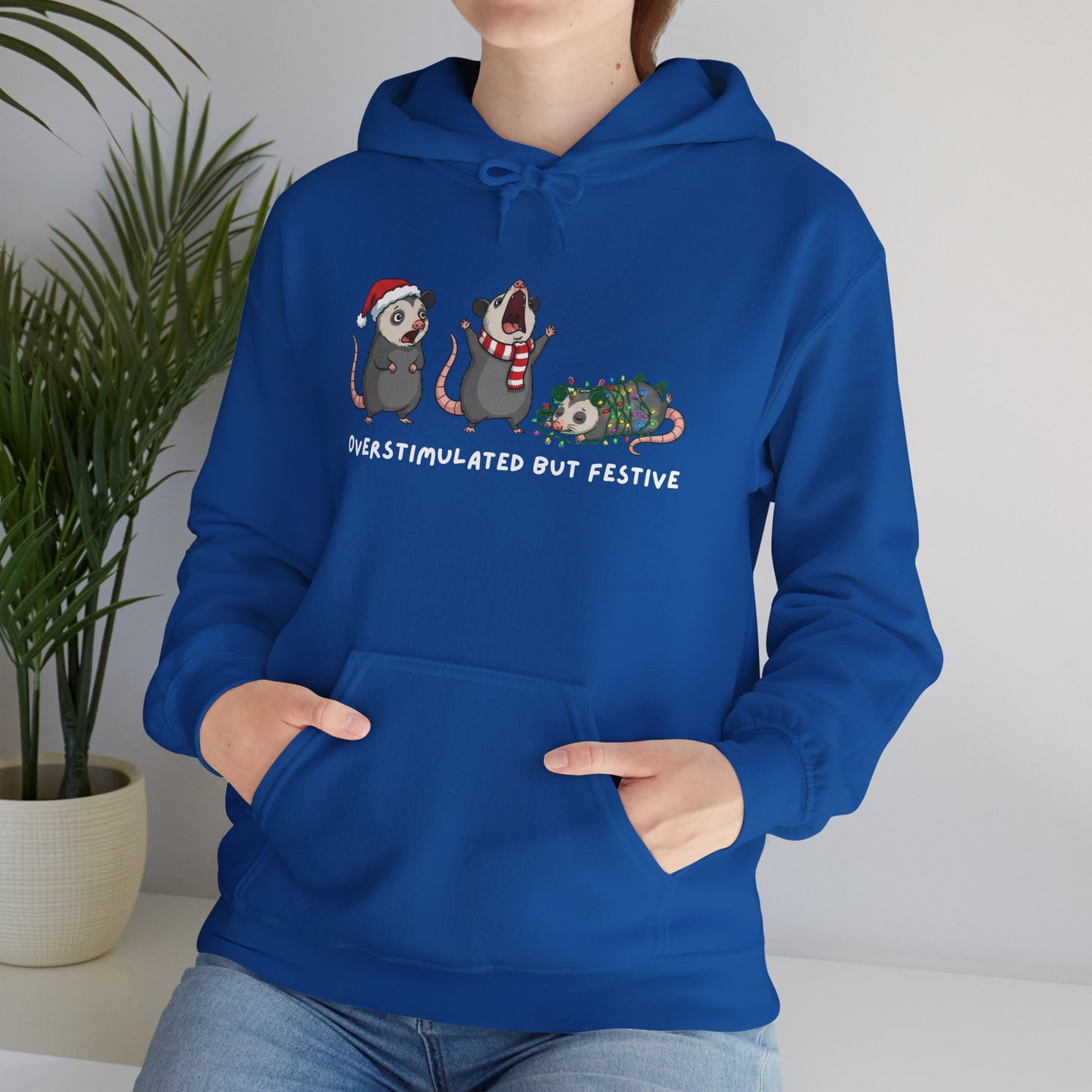 "Overstimulated But Festive" Christmas • Unisex Adult Hoodie