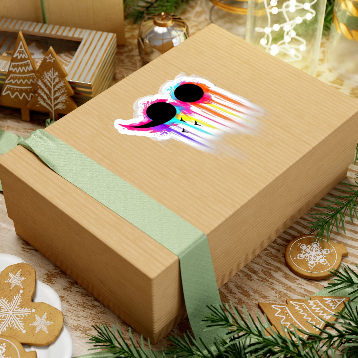 Vibrant Rainbow Semicolon | Kiss-Cut Sticker
