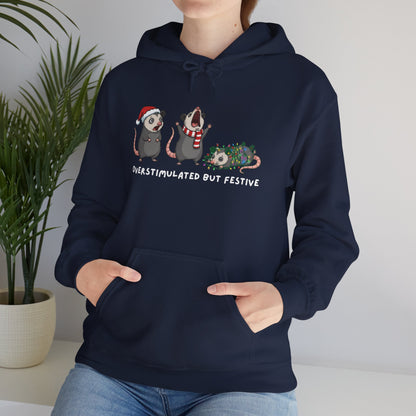 "Overstimulated But Festive" Christmas • Unisex Adult Hoodie