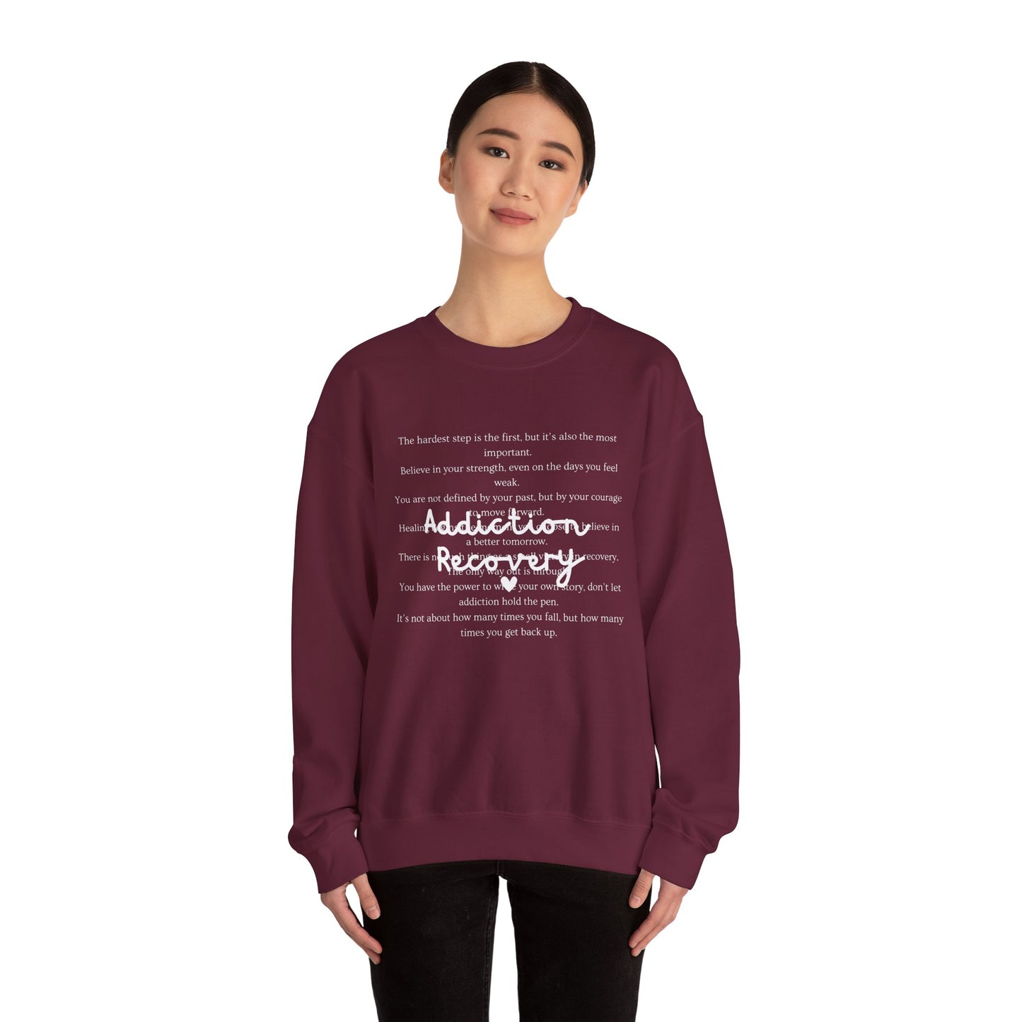 Addiction Recovery Inspirational Message Crewneck • Unisex Crewneck Sweatshirt