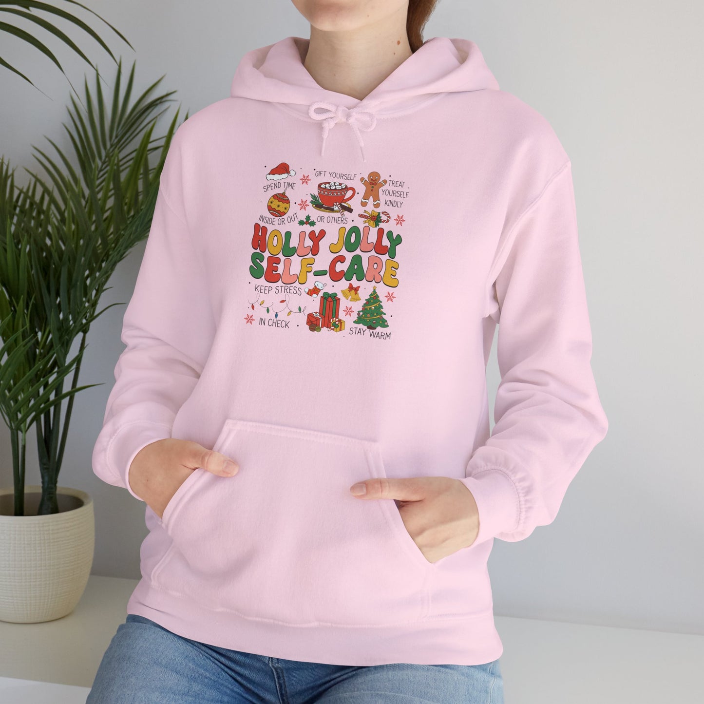 "Holly Jolly Self-Care" Christmas • Unisex Adult Hoodie