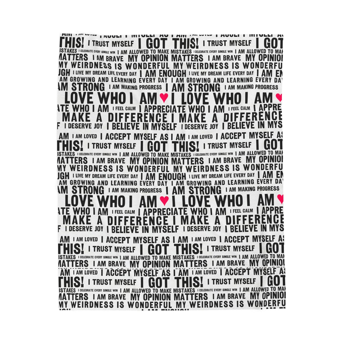 Daily Affirmations in Black & White | Plush Velveteen Blanket