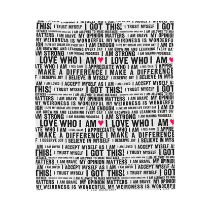 Daily Affirmations in Black & White | Plush Velveteen Blanket