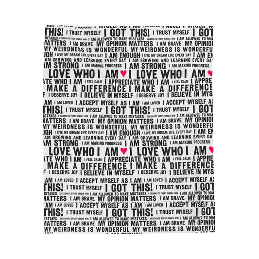 Daily Affirmations in Black & White | Plush Velveteen Blanket