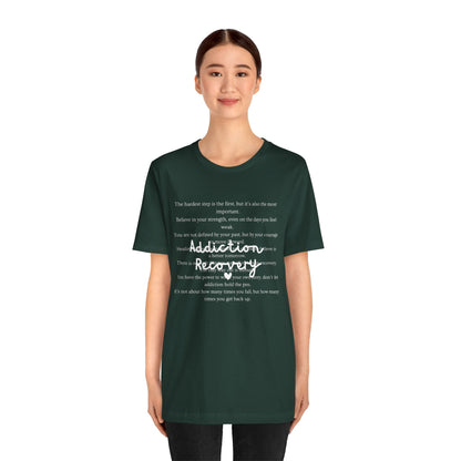 Addiction Recovery Inspirational Message • Unisex Adult Short Sleeve T-Shirt