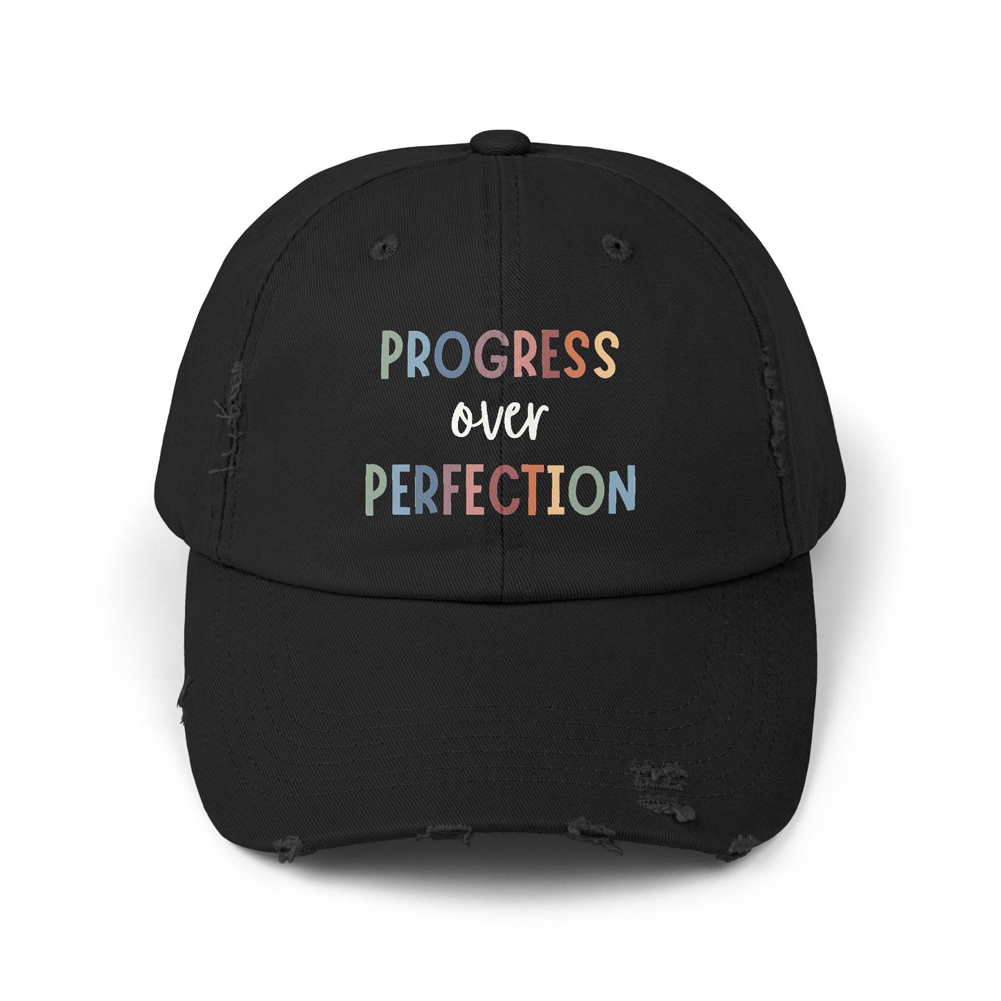 Progress Over Perfection • Unisex Distressed Hat