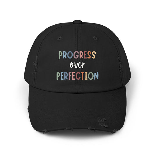 Progress Over Perfection • Unisex Distressed Hat