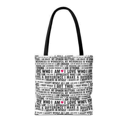 Daily Affirmations in Black & White | Eco-Friendly Tote Bag