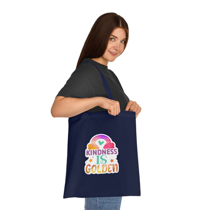 Kindness is Golden • Eco-Friendly Cotton Grocery Tote