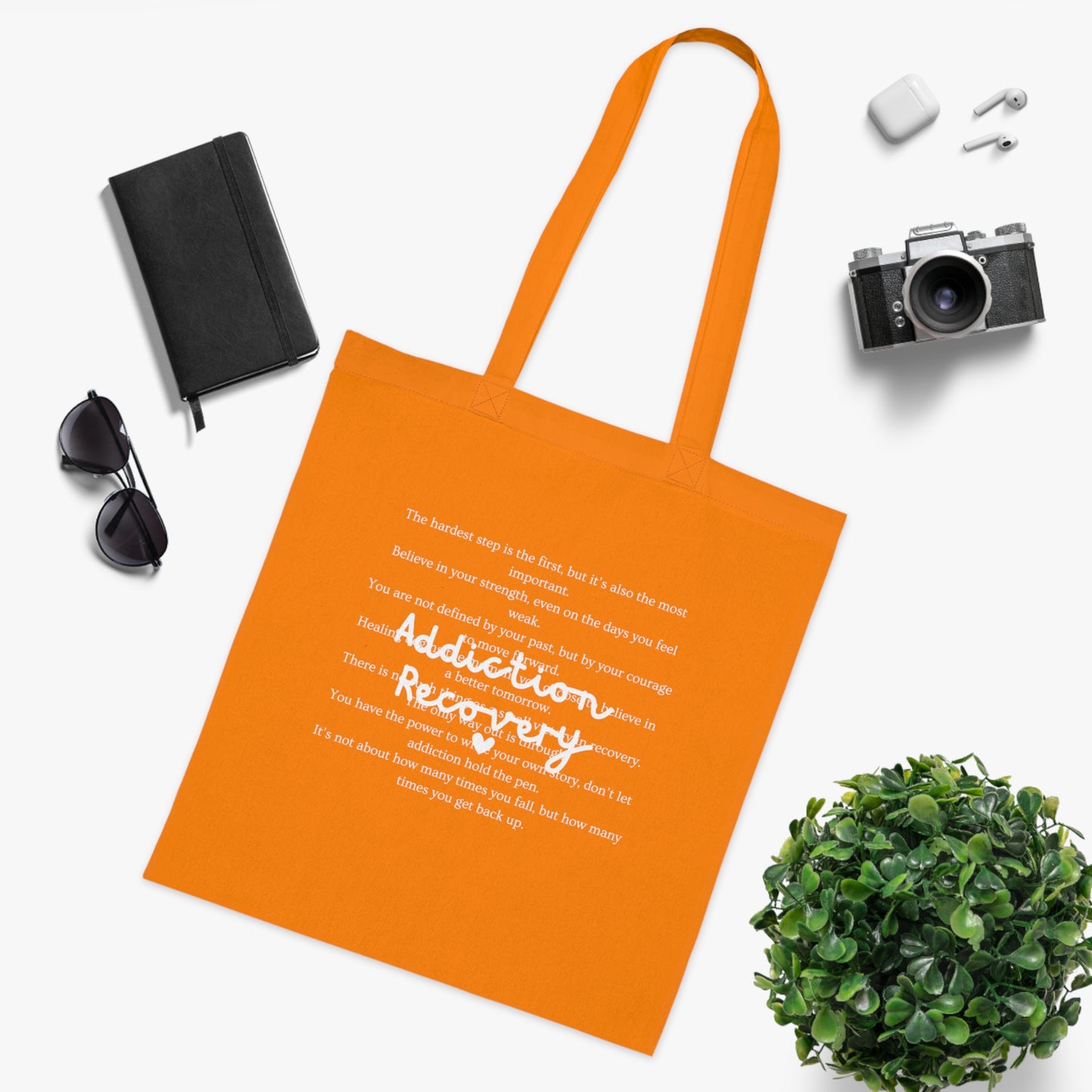 Addiction Recovery Inspirational Message Tote • Eco-Friendly Cotton Grocery Tote