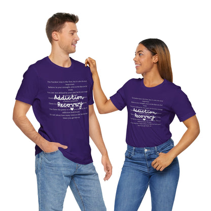 Addiction Recovery Inspirational Message • Unisex Adult Short Sleeve T-Shirt