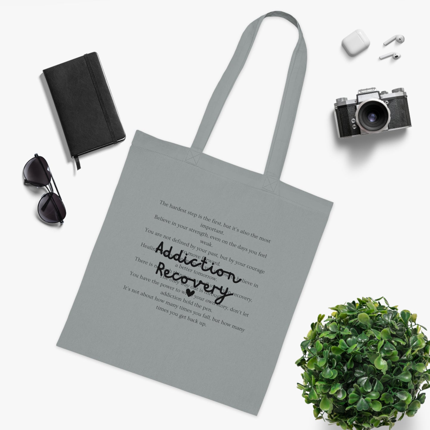 Addiction Recovery Inspirational Message Tote • Eco-Friendly Cotton Grocery Tote