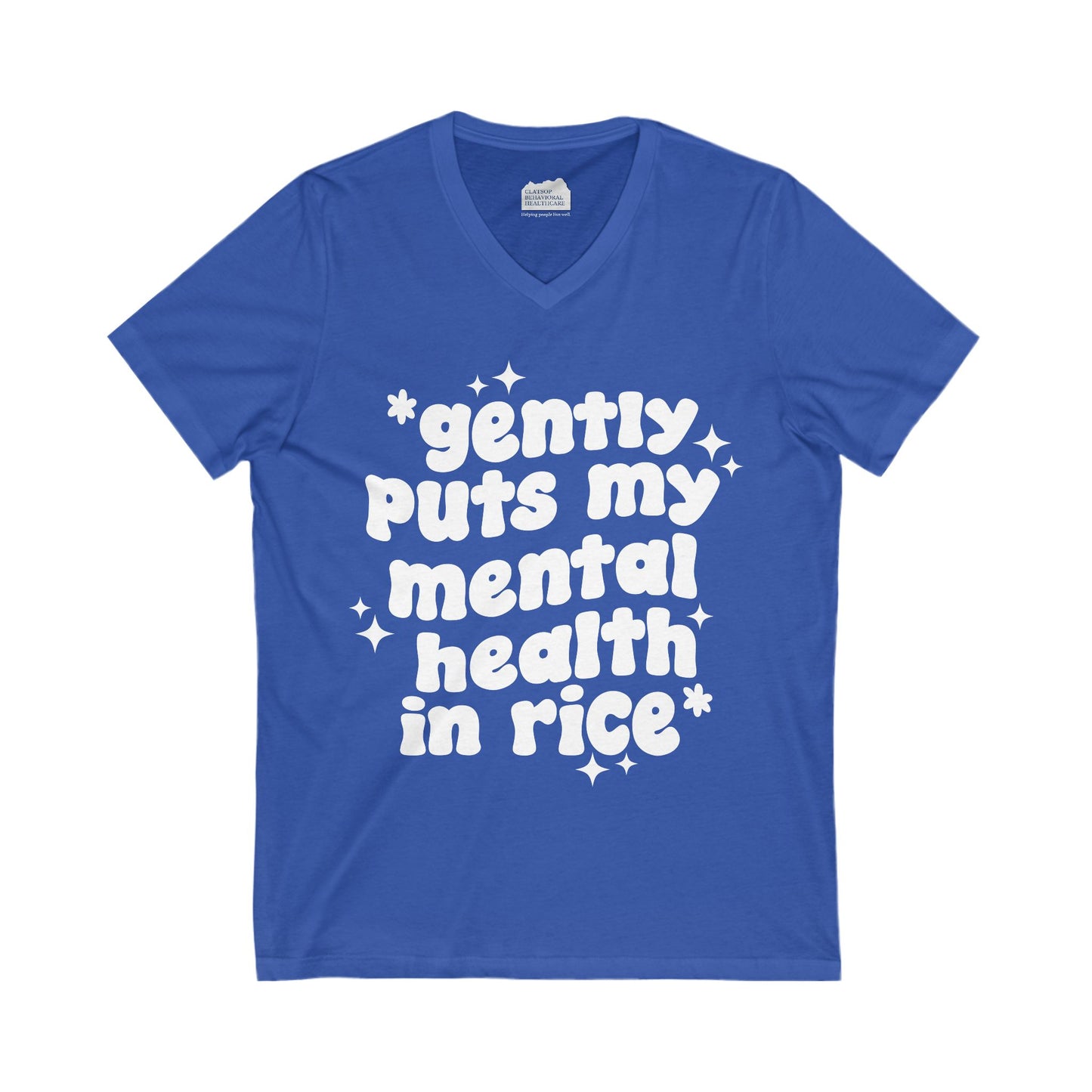 Gently Puts My Mental Health in Rice • Unisex Adult V-Neck Tee