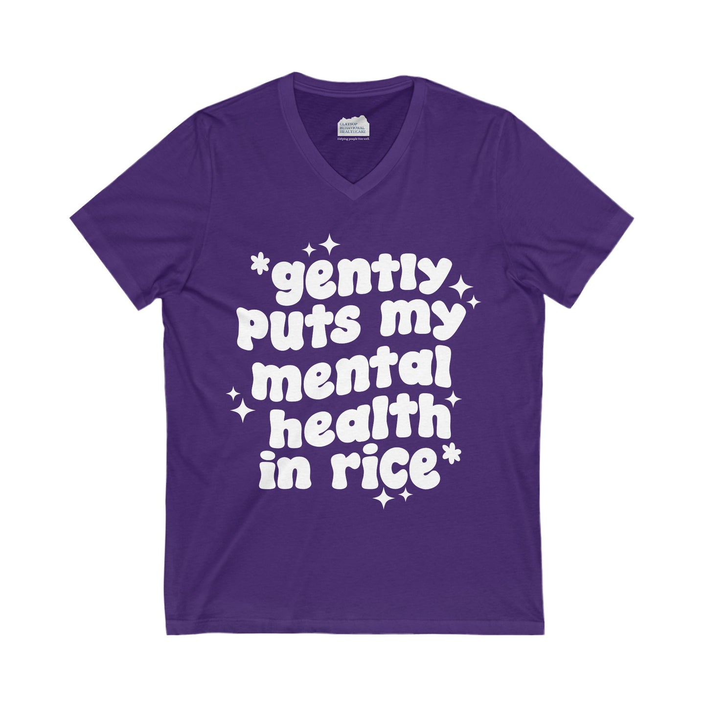 Gently Puts My Mental Health in Rice • Unisex Adult V-Neck Tee