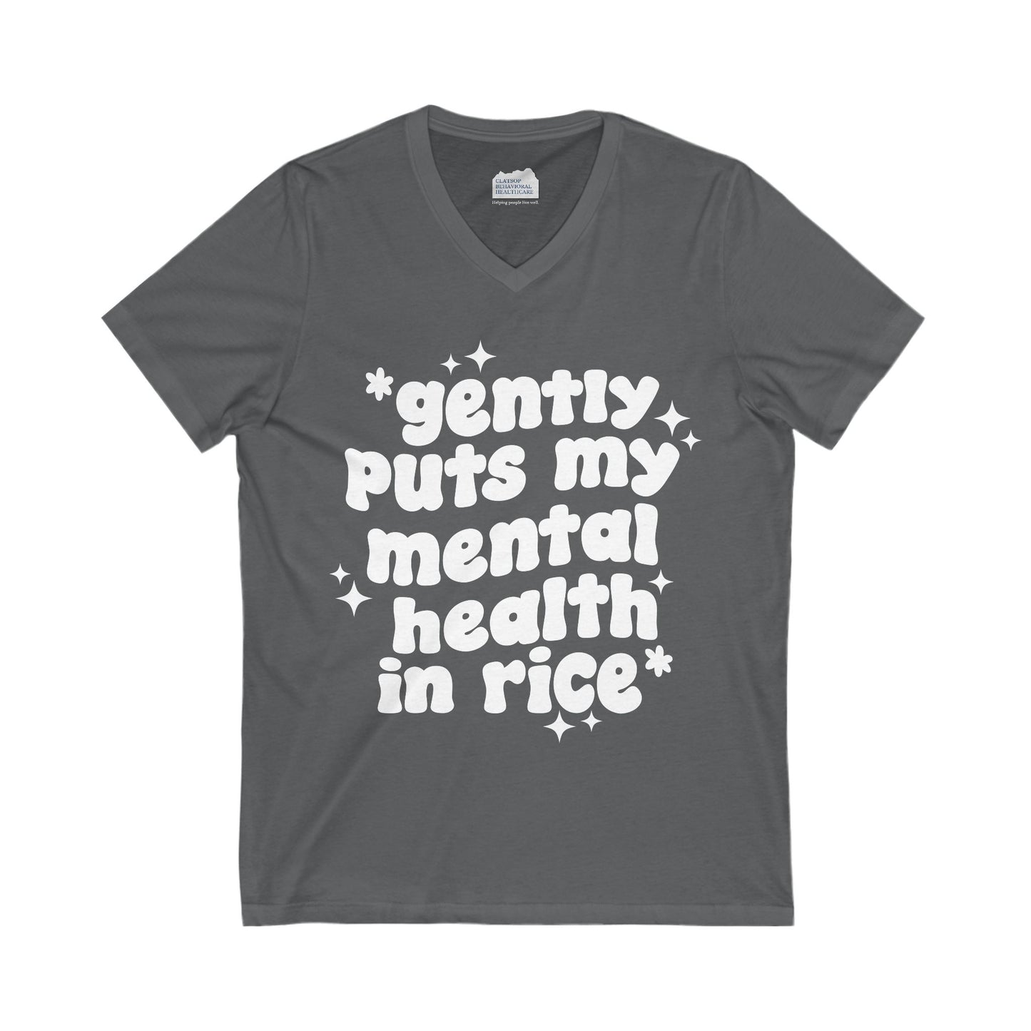 Gently Puts My Mental Health in Rice • Unisex Adult V-Neck Tee