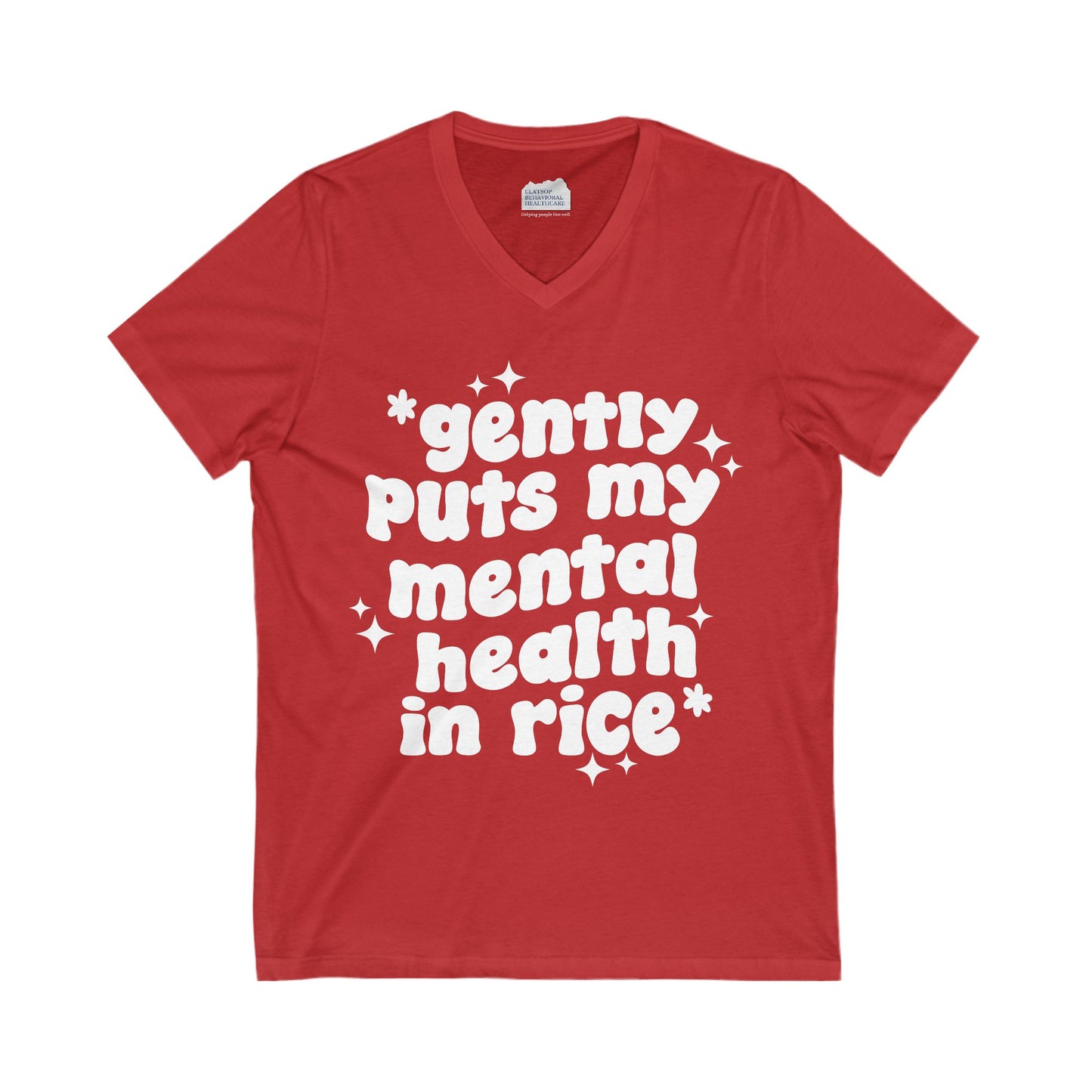 Gently Puts My Mental Health in Rice • Unisex Adult V-Neck Tee